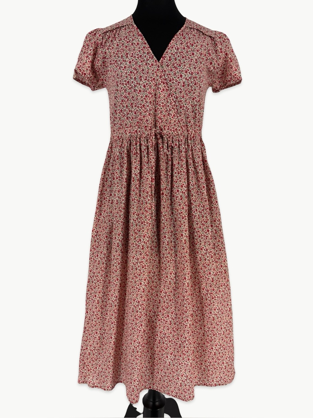 Christy Dawn The Simple Dawn Dress Size Small Maroon Calico Organic Cotton Midi